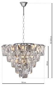 Kristály csillár láncon CHELSEA 6xE14/40W/230V