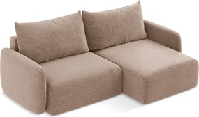 Világosbarna kinyitható-tárolóhelyes sarokkanapé (jobb oldali) Kalena – Makamii