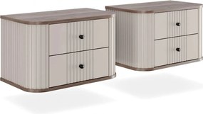 Vesper fali éjjeliszekrény szett 56 cm - kasmír / dió / fekete fogantyúk