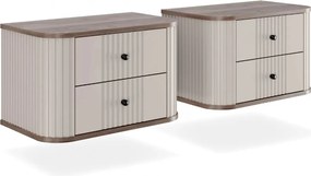 Vesper függő éjjeliszekrény készlet 56 cm - kasmír / diófa / fekete fogantyúk