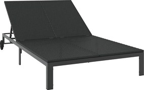 vidaXL Napozóágy 1-személy Fekete 206 x 62.5 x 74 cm polirattan