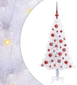 vidaXL Mű karácsonyfa 150 LED-del állvánnyal Fehér 120 cm PVC és Acél
