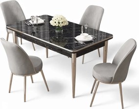 Rewa étkezőgarnitúra, fekete márvány-króm, 110 cm – TR240CHR3051