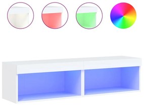 2 db fehér TV-szekrény LED-világítással 60 x 30 x 30 cm