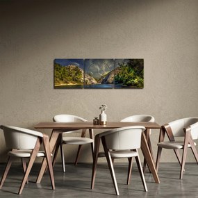 Tájkép tóval (órával) (90x30 cm)