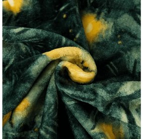 Mikroplüss pléd YELLOW BUTTERFLY, sötétzöld Méret: 160 x 200 cm