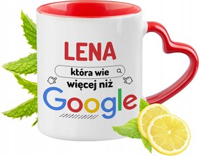 Lena Piros Bögre Szív Alakú Füllel Ajándék Nyomtatott