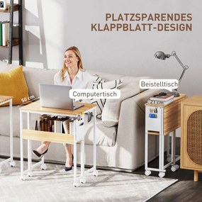 Összecsukható íróasztal, átalakítható kisasztallá, nyitott polccal, natúr