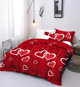 3 részes lepedők Polycotton Piros Szívek 200x140cm+90x70cm TiaHome