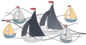 Fali dekoráció 120x60 cm vitorlás hajók fém