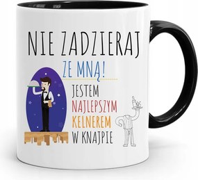 Pincérnek Fekete Bögre Ne Szórakozz Velem fényképes nyomtatással