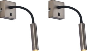 2 db modern antracit fali lámpa USB-C-vel - Gosna