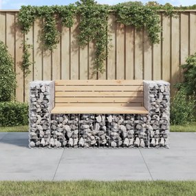 vidaXL tömör fenyőfa gabion kerti pad 143x71x65,5 cm