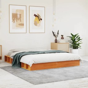 viaszbarna tömör fenyőfa ágy matrac nélkül 160 x 200 cm