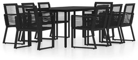 vidaXL 9 részes fekete kerti étkezőgarnitúra
