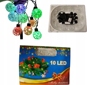 Fényfüzér Karácsonyi Gömbök 10 Led Színes Beltéri
