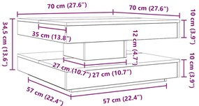 antik fa dohányzóasztal 360 fokban forgatható 70x70x34,5 cm