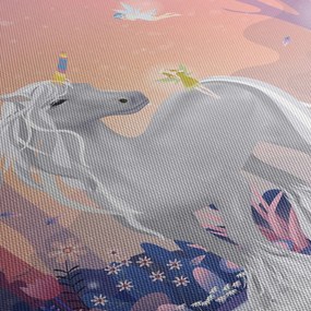 Kép - egyszarvú alatt egy varázslatos erdőben (órával) (90x30 cm)