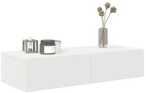 Falipolc fiókokkal fehér 80x33x17 cm műszaki fa