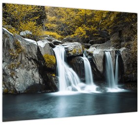 Kép - vízesés, Lushan, Kína (üvegen) (70x50 cm)