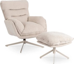 Forgó pihenőfotel lábtartóval krém, PASADENA