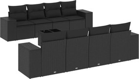vidaXL 9 részes fekete polyrattan kerti ülőgarnitúra párnákkal