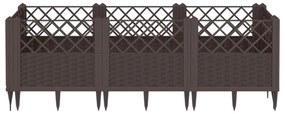 barna polipropilén kerti virágláda cövekekkel 123,5x43,5x43,5cm