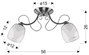 Felületre szerelhető csillár AMBA 2xE27/40W/230V