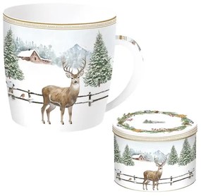 White Forest karácsonyi porcelán bögre 350 ml fémdobozban