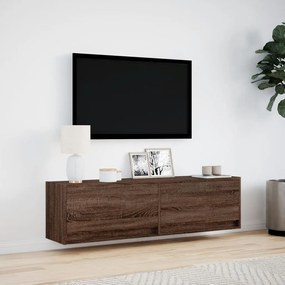 barna tölgy színű fali TV-szekrény LED-ekkel 140 x 31 x 38 cm