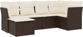 vidaXL 6 részes barna polyrattan kerti ülőgarnitúra párnával