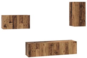 TV szekrény garnitúra 4 pcs Régi fa 30.5 x 30 x 60 cm Faanyag