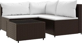 vidaXL 4 részes barna polyrattan kerti ülőgarnitúra párnákkal