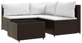vidaXL 4 részes barna polyrattan kerti ülőgarnitúra párnákkal