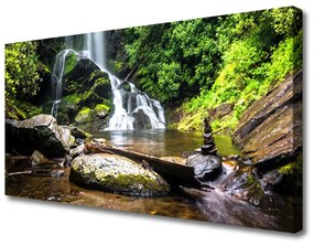 Vászonkép Forest Stream vízesés Természet 120x60 cm
