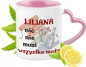 Liliána bögre rózsaszín, szív alakú füllel Kávé ajándék