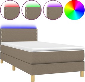 vidaXL tópszínű szövet rugós és LED-es ágy matraccal 90x190 cm