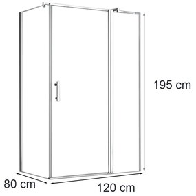 Simple 80x120 cm nyílóajtós aszimmetrikus zuhanykabin zuhanytálca nélkül