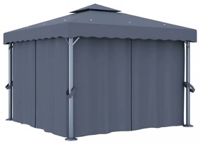 antracitszürke alumíniumpavilon függönnyel 3 x 3 m