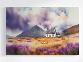 Poszter Tájkép Skócia Highland Hegyek Ház Hanga Juh 60x40