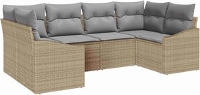 vidaXL Kerti Kanapé Szett 6 pcs Beige és Világosszürke polirattan