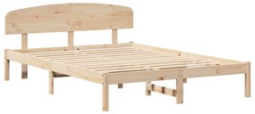 vidaXL Ágykeret fejtámlával Természetes 150 x 200 cm Tömör fenyőfa