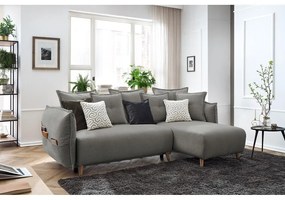 Világosszürke kinyitható sarokkanapé (variálható) Nessa – Bobochic Paris