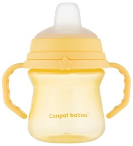 Kiömlésmentes pohár Canpol Babies puha szájkosárral, sárga, 150 ml