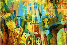 Kép - Építészet, kubista absztrakció (90x60 cm)