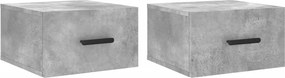 vidaXL 2 db betonszürke falra szerelhető éjjeliszekrény 35x35x20 cm