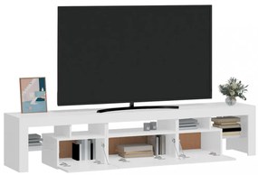 magasfényű fehér TV-szekrény LED lámpákkal 200x36,5x40 cm