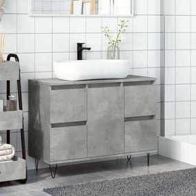 Betonszürke szerelt fa fürdőszobaszekrény 80 x 33 x 60 cm