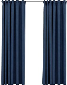 vidaXL 2 db kék vászonhatású sötétítőfüggöny kampókkal 140 x 225 cm