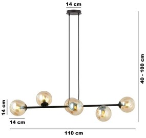 Csillár zsinóron ROSSI 6xE14/10W/230V fekete/bézs